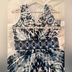 London Times Blue and White Maxi Dress